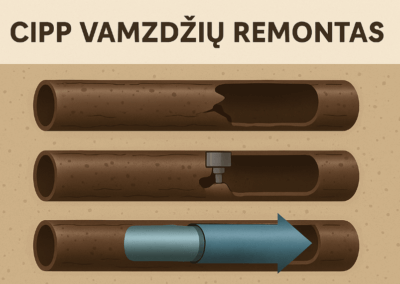 Kaip vyksta vamzdžio remontas be kasimo CIPP technologija?